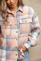 Double Take Plaid Dropped Shoulder Shacket - Guy Christopher