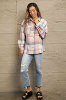 Double Take Plaid Dropped Shoulder Shacket - Guy Christopher