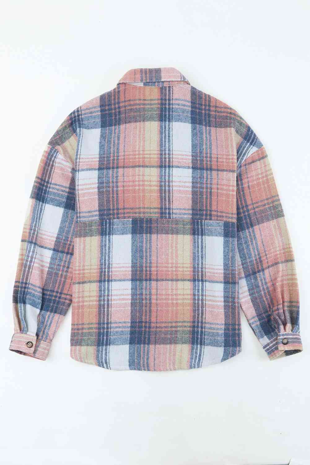 Double Take Plaid Dropped Shoulder Shacket - Guy Christopher