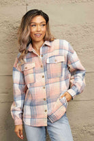 Double Take Plaid Dropped Shoulder Shacket - Guy Christopher