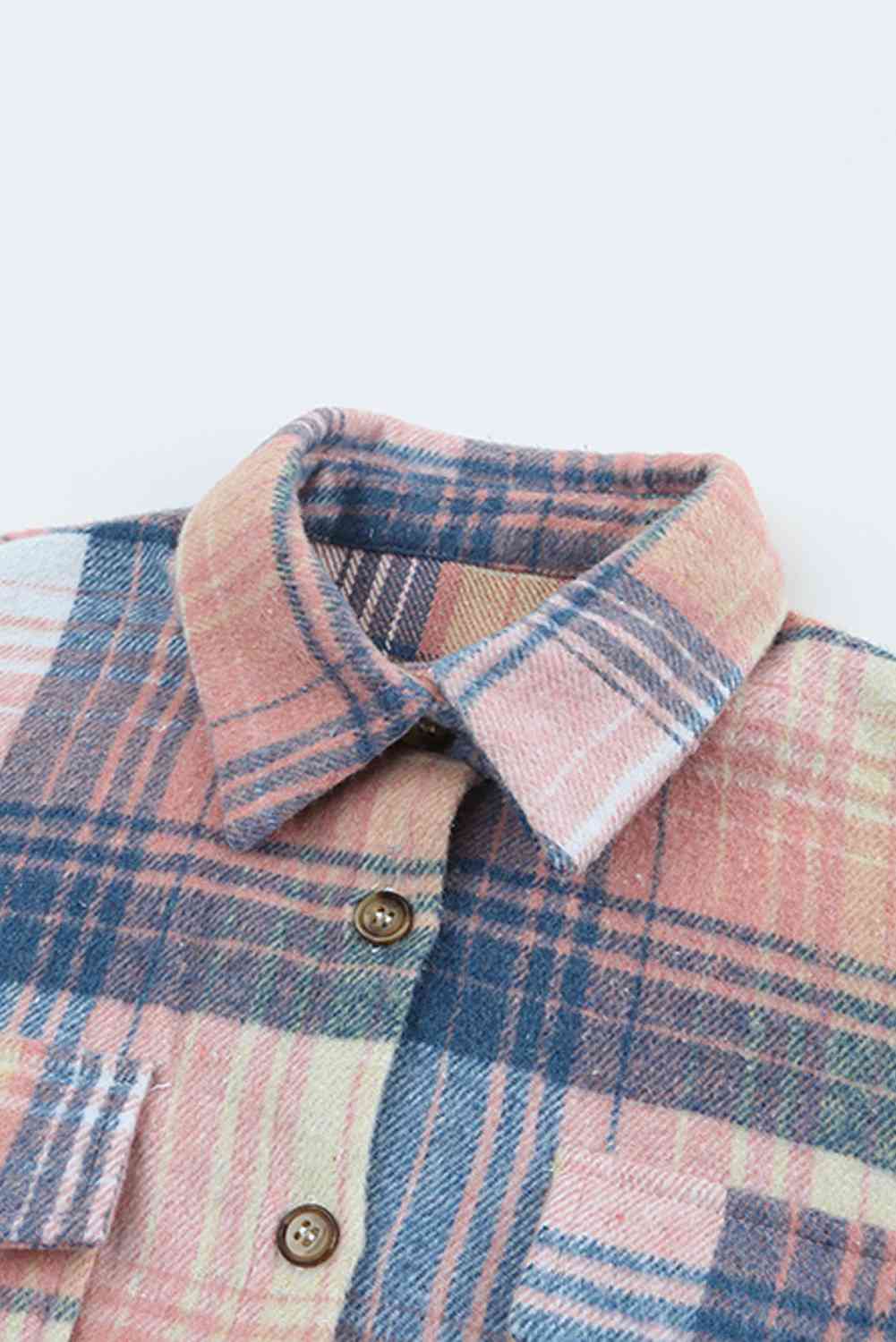 Double Take Plaid Dropped Shoulder Shacket - Guy Christopher