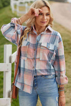 Double Take Plaid Dropped Shoulder Shacket - Guy Christopher