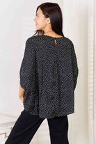 Double Take Printed Dolman Sleeve Round Neck Blouse - Guy Christopher