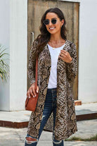 Double Take Printed Open Front Longline Cardigan - Guy Christopher