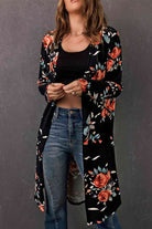 Double Take Printed Open Front Longline Cardigan - Guy Christopher