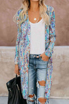 Double Take Printed Open Front Longline Cardigan - Guy Christopher