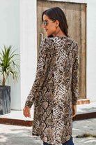 Double Take Printed Open Front Longline Cardigan - Guy Christopher