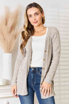 Double Take Ribbed Button-Up Cardigan with Pockets - Guy Christopher