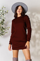 Double Take Round Neck Long Sleeve Mini Dress with Pockets - Guy Christopher