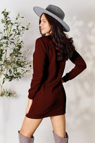 Double Take Round Neck Long Sleeve Mini Dress with Pockets - Guy Christopher