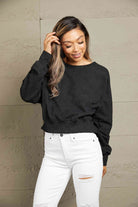 Double Take Round Neck Open Back Sweatshirt - Guy Christopher