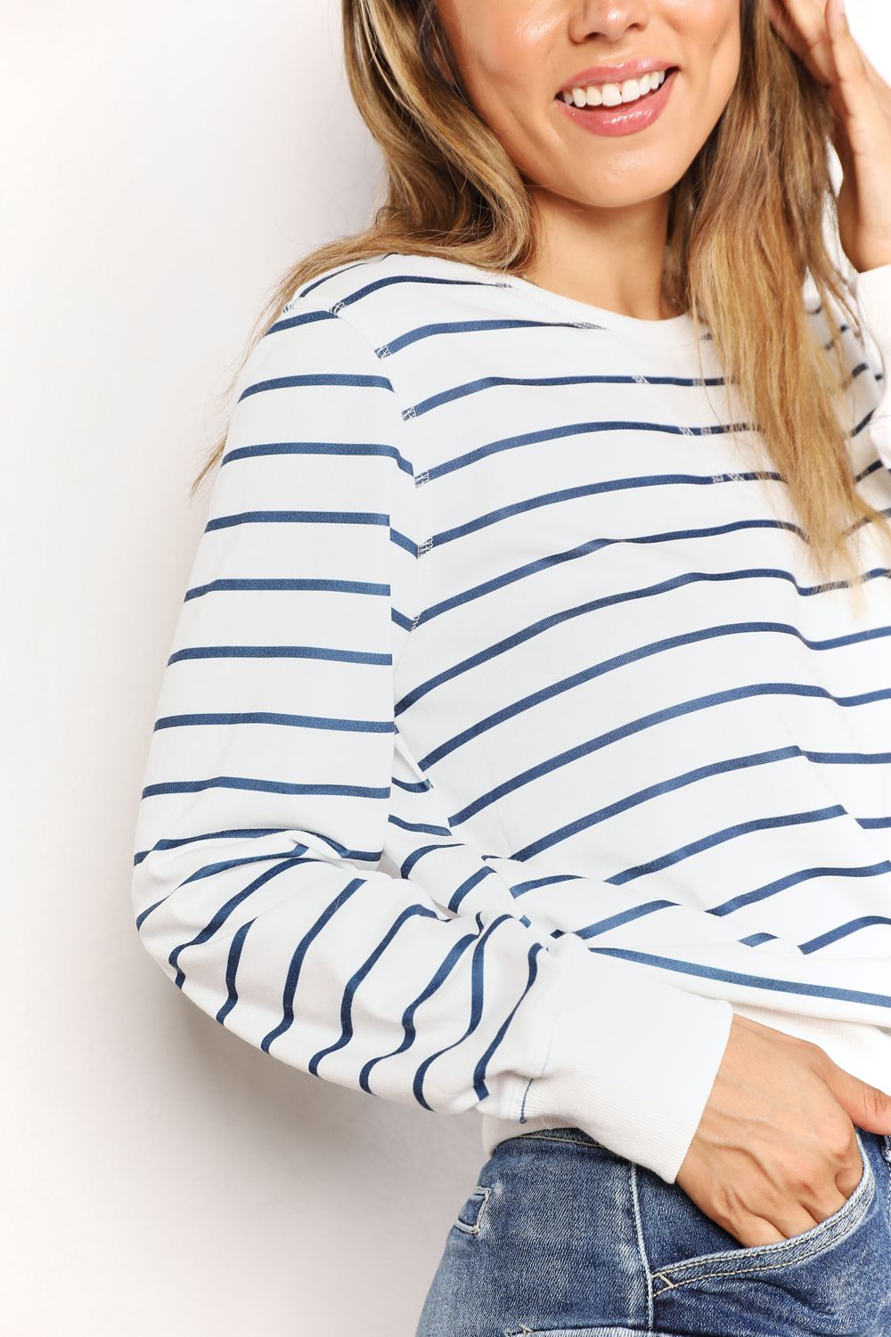Double Take Striped Long Sleeve Round Neck Top - Guy Christopher