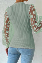 Double Take Textured Applique Long Sleeve Blouse - Guy Christopher