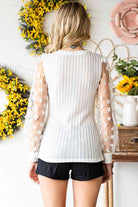 Double Take Textured Applique Long Sleeve Blouse - Guy Christopher