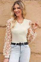 Double Take Textured Applique Long Sleeve Blouse - Guy Christopher