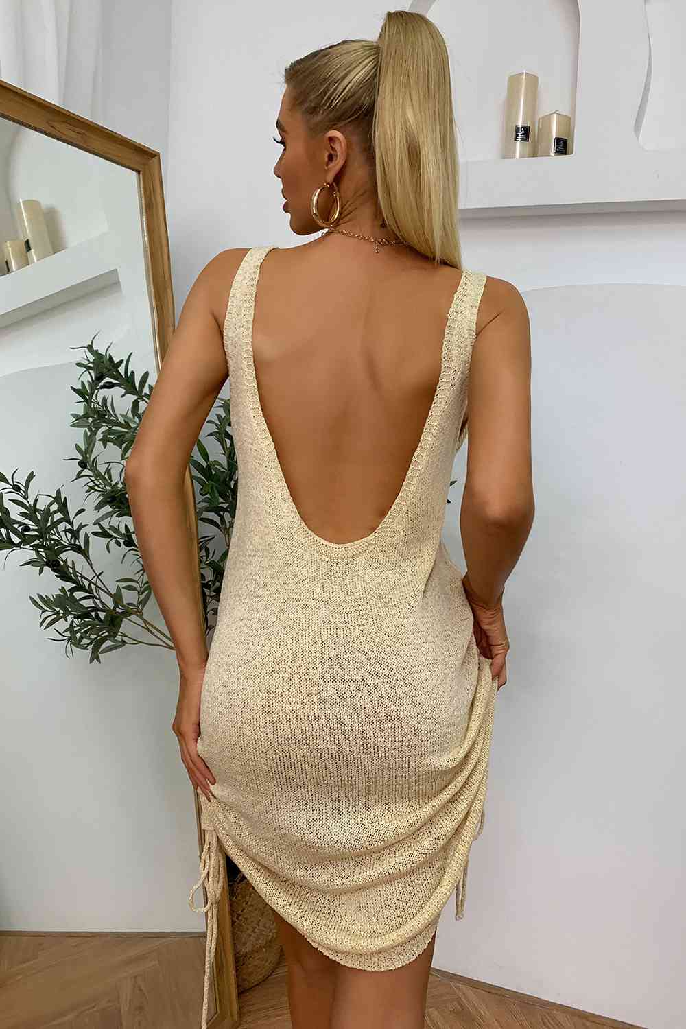 Drawstring Backless Mini Dress - Guy Christopher