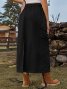 Drawstring Denim Skirt with Pockets - Guy Christopher