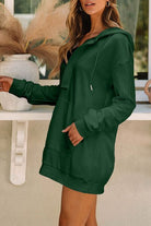 Drawstring Half Zip Hooded Dress - Guy Christopher