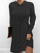 Drawstring Hooded Sweater Dress - Guy Christopher