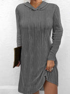 Drawstring Hooded Sweater Dress - Guy Christopher