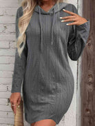 Drawstring Hooded Sweater Dress - Guy Christopher