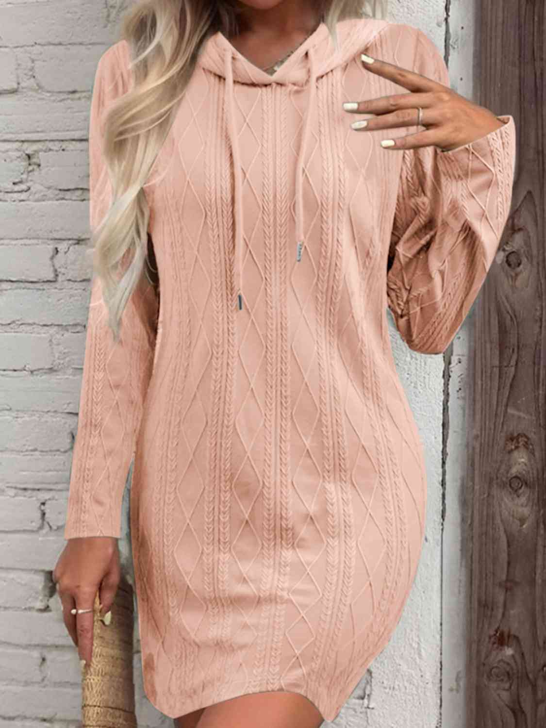 Drawstring Hooded Sweater Dress - Guy Christopher