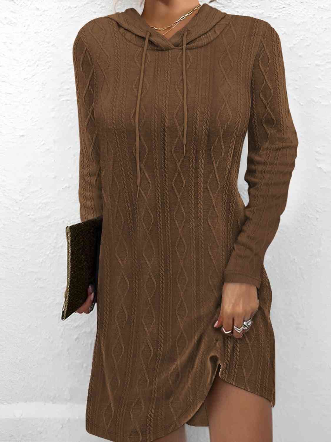 Drawstring Hooded Sweater Dress - Guy Christopher