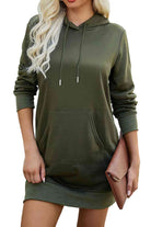 Drawstring Long Sleeve Hooded Mini Dress - Guy Christopher