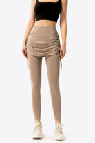 Drawstring Ruched Faux Layered Yoga Leggings - Guy Christopher