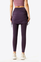 Drawstring Ruched Faux Layered Yoga Leggings - Guy Christopher
