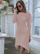 Drawstring Ruched Long Sleeve Dress - Guy Christopher