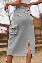 Drawstring Waist Slit Denim Skirt - Guy Christopher