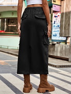 Drawstring Waist Slit Denim Skirt - Guy Christopher