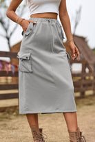 Drawstring Waist Slit Denim Skirt - Guy Christopher