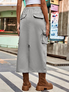 Drawstring Waist Slit Denim Skirt - Guy Christopher