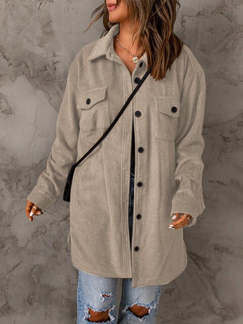Drop Shoulder Button Down Collared Coat - Guy Christopher