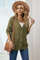 Drop Shoulder Button Down Pocketed Cardigan - Guy Christopher