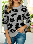 Drop Shoulder Leopard Pullover Sweater - Guy Christopher