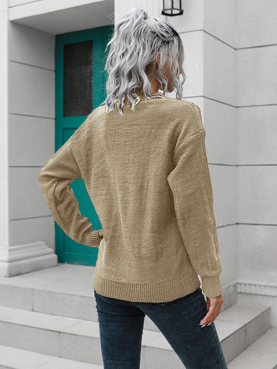 Dropped Shoulder Button Detail Sweater - Guy Christopher