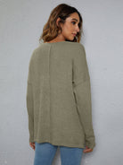 Dropped Shoulder High-Low Waffle-Knit Top - Guy Christopher