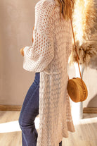 Dropped Shoulder Long Sleeve Crochet Duster Cardigan - Guy Christopher