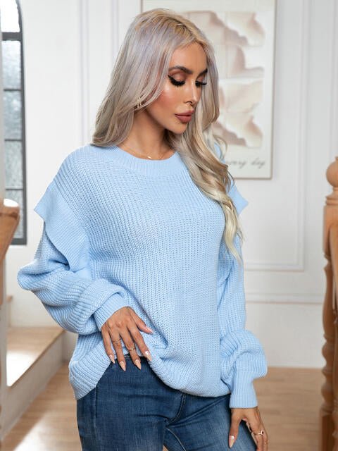 Dropped Shoulder Long Sleeve Sweater - Guy Christopher