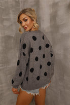 Dropped Shoulder Polka Dot Cardigan - Guy Christopher