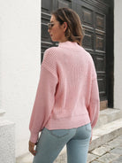 Dropped Shoulder Rib-Knit Sweater - Guy Christopher