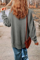 Dropped Shoulder Round Neck Long Sleeve Blouse - Guy Christopher