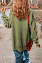 Dropped Shoulder Round Neck Long Sleeve Blouse - Guy Christopher