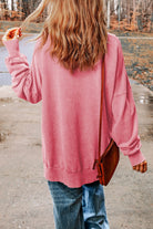 Dropped Shoulder Round Neck Long Sleeve Blouse - Guy Christopher