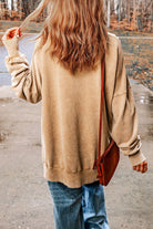 Dropped Shoulder Round Neck Long Sleeve Blouse - Guy Christopher