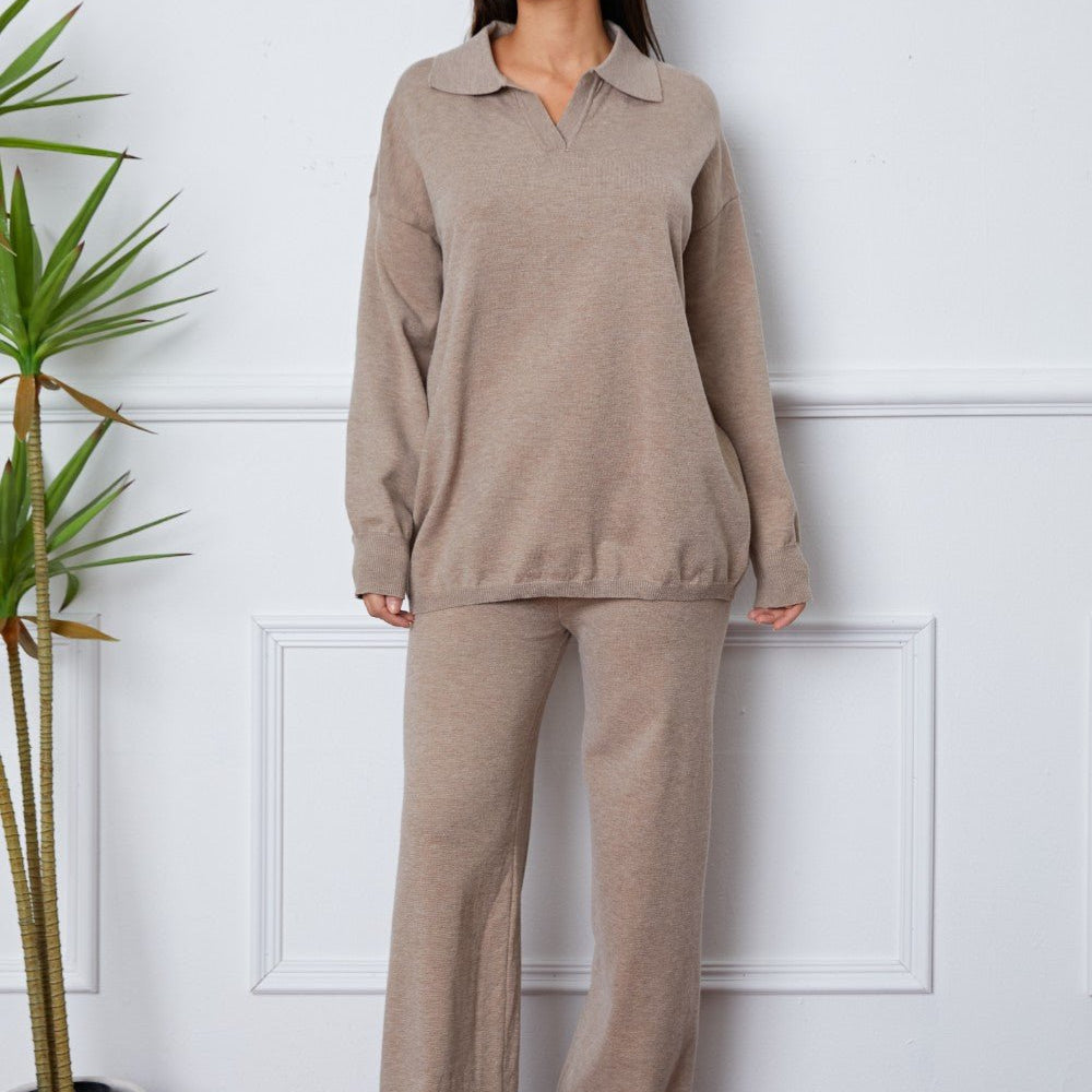 Dropped Shoulder Sweater and Long Pants Set - Guy Christopher