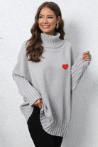 Turtle Neck Long Sleeve Ribbed Sweater - Guy Christopher 